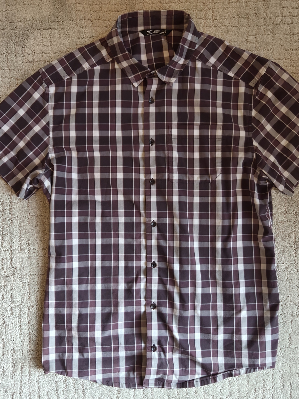 Arc'teryx Men's Short-Sleeve Plaid Shirt - Purple and White